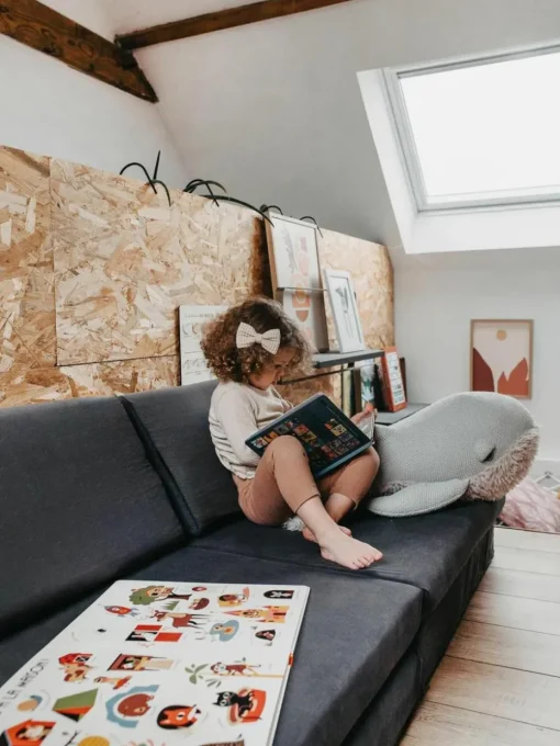 Modulaire kinderbank Mila van fluweel, handgemaakt
