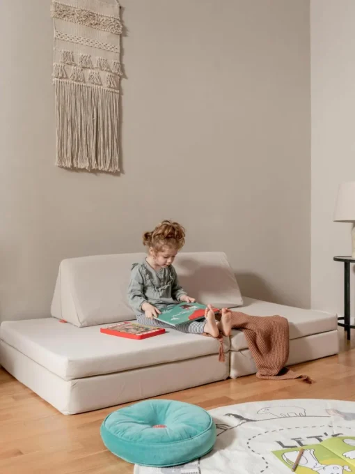 Modulaire kinderbank Mila van fluweel, handgemaakt