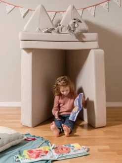 Modulaire kinderbank Mila van fluweel, handgemaakt