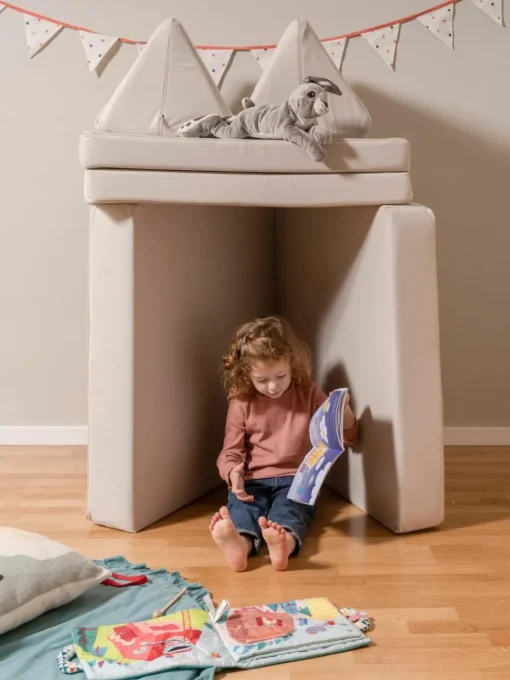Modulaire kinderbank Mila van fluweel, handgemaakt