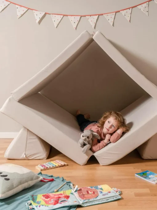 Modulaire kinderbank Mila van fluweel, handgemaakt