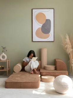 Modulaire kinderspeelbank Sugar gemaakt van corduroy