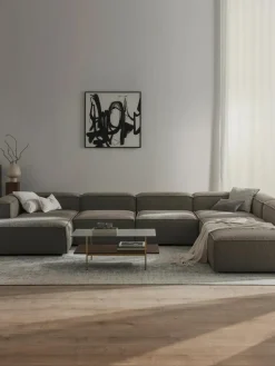 Modulaire U-bank Lennon uit bouclé