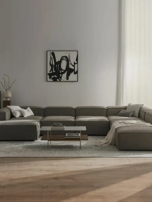 Modulaire U-bank Lennon uit bouclé