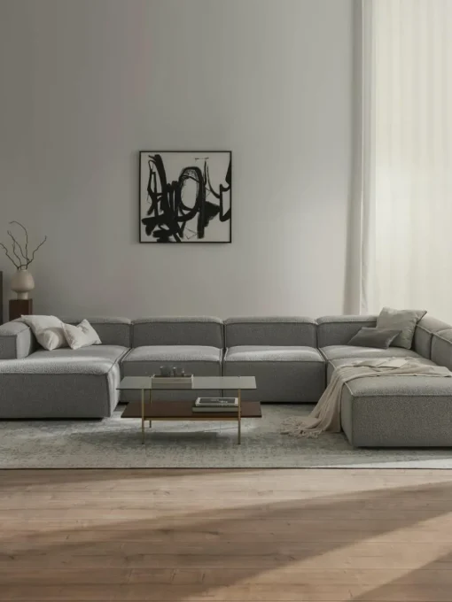 Modulaire U-bank Lennon uit bouclé