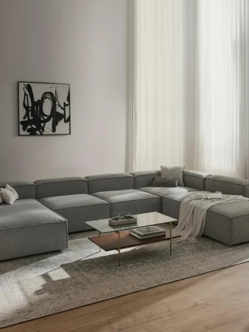 Modulaire U-bank Lennon uit bouclé