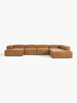 Modulaire U-bank Lennon van gerecycled leer