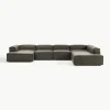 Modulaire U-bank Lennon van gerecycled leer
