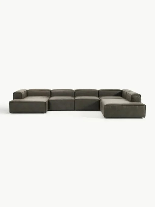 Modulaire U-bank Lennon van gerecycled leer
