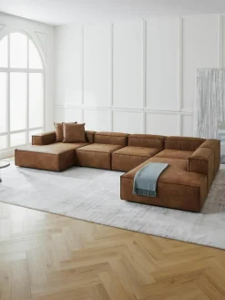 Modulaire U-bank Lennon van gerecycled leer