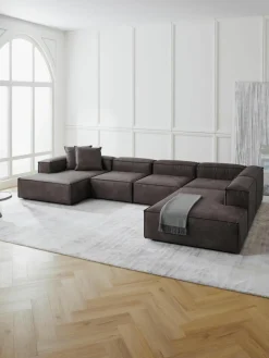 Modulaire U-bank Lennon van gerecycled leer