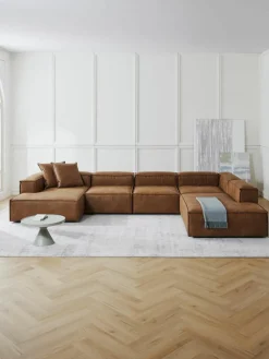 Modulaire U-bank Lennon van gerecycled leer