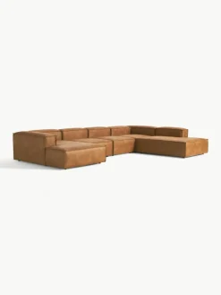 Modulaire U-bank Lennon van gerecycled leer