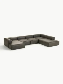 Modulaire U-bank Lennon van gerecycled leer