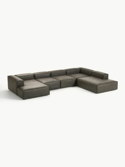 Modulaire U-bank Lennon van gerecycled leer