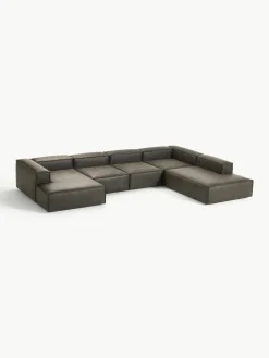 Modulaire U-bank Lennon van gerecycled leer