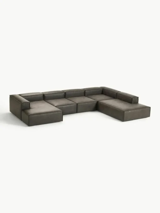 Modulaire U-bank Lennon van gerecycled leer
