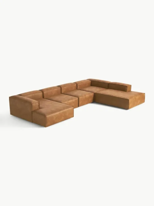 Modulaire U-bank Lennon van gerecycled leer