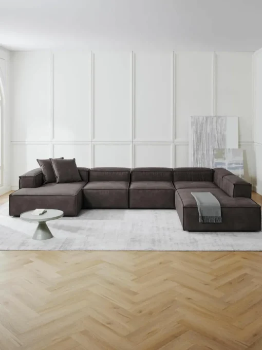 Modulaire U-bank Lennon van gerecycled leer