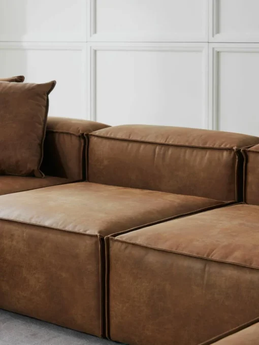 Modulaire U-bank Lennon van gerecycled leer