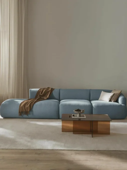Modulaire XL chaise longue Sofia van bouclé stof
