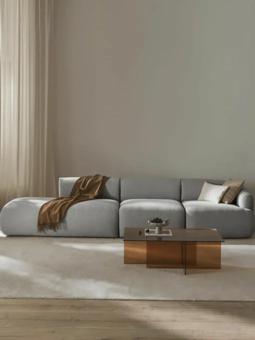 Modulaire XL chaise longue Sofia van bouclé stof