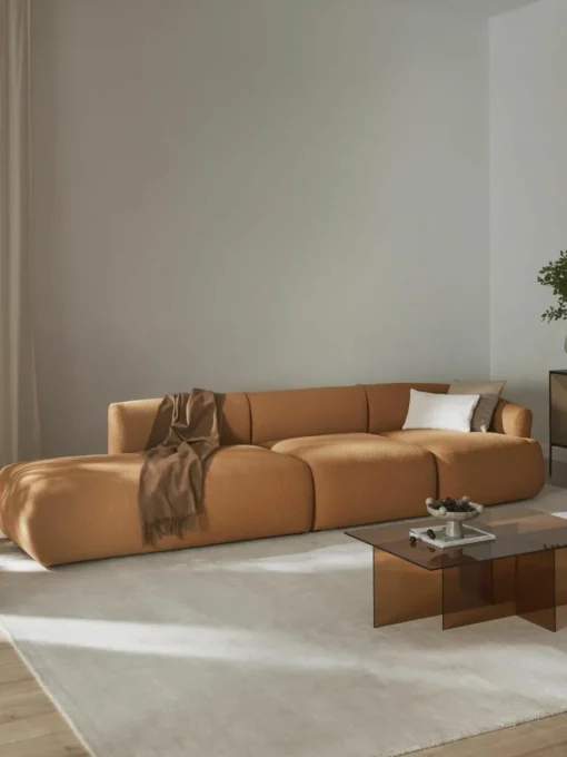 Modulaire XL chaise longue Sofia van bouclé stof