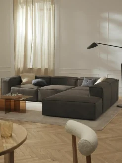 Modulaire XL hoekbank Lennon van gerecycled leer