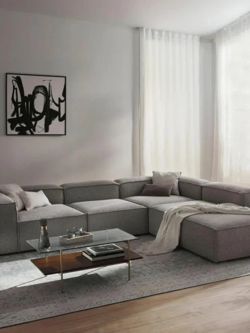 Modulaire XL hoekbank Lennon uit bouclé