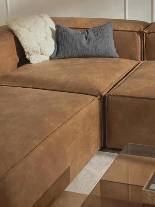 Modulaire XL hoekbank Lennon van gerecycled leer