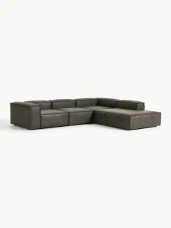 Modulaire XL hoekbank Lennon van gerecycled leer