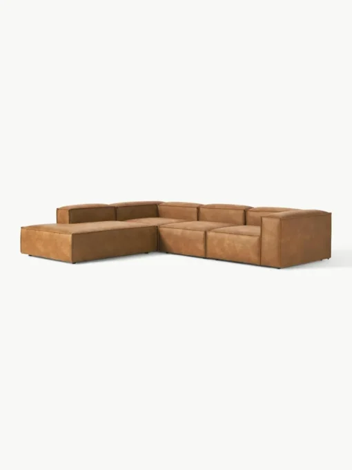 Modulaire XL hoekbank Lennon van gerecycled leer