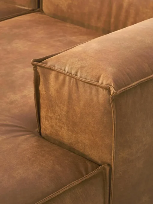 Modulaire XL hoekbank Lennon van gerecycled leer