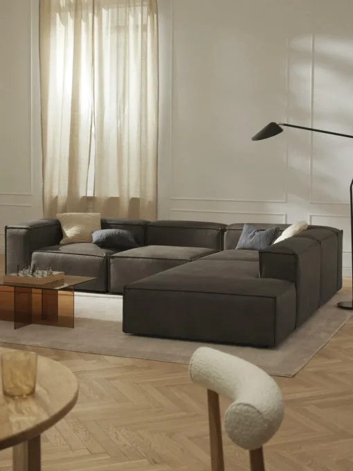 Modulaire XL hoekbank Lennon van gerecycled leer