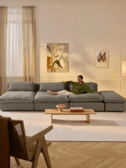 Modulaire XL-bank Felix (3-zits) met poef