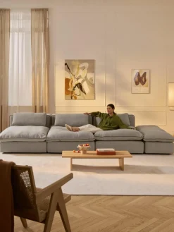 Modulaire XL-bank Felix (3-zits) met poef