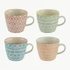 Mokken Carla met klein patroon, set van 4