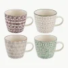 Mokken Karine met klein patroon, set van 4