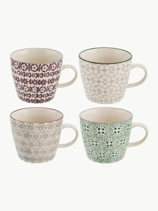 Mokken Karine met klein patroon, set van 4