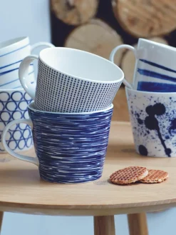 Mokken Pacific blauw van porselein, set van 6