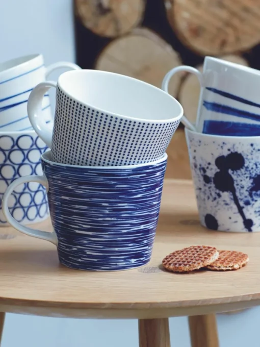 Mokken Pacific blauw van porselein, set van 6