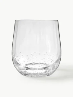 Mondgeblazen Bubble waterglazen met decoratieve luchtbellen, 4 stuks