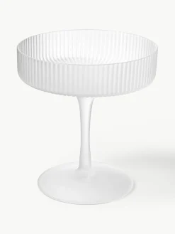 Mondgeblazen champagneglazen Ripple met groefreliëf, 2 stuks