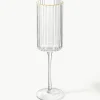 Mondgeblazen champagneglazen Aleo met goudkleurige rand, 4 stuks