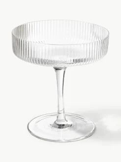 Mondgeblazen champagneglazen Ripple met groefreliëf, 2 stuks