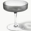 Mondgeblazen champagneglazen Ripple met groefreliëf, 2 stuks