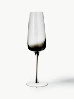 Mondgeblazen champagneglazen Smoke met kleurverloop, 4 stuks