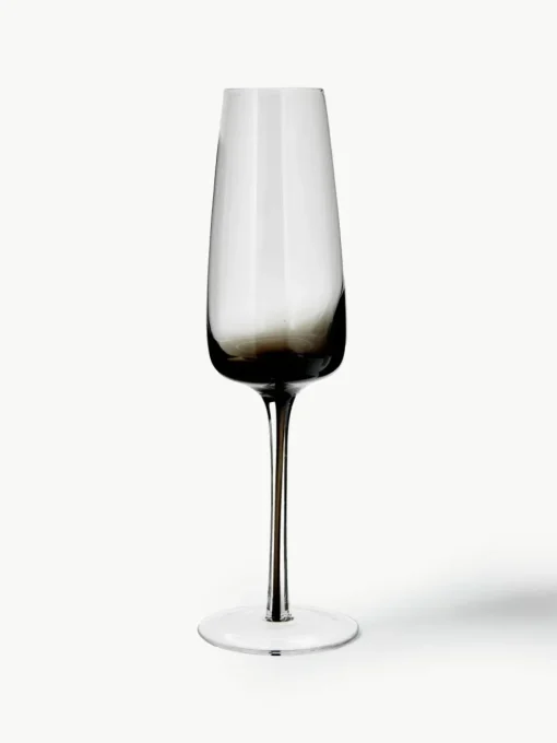 Mondgeblazen champagneglazen Smoke met kleurverloop, 4 stuks
