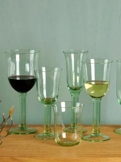 Mondgeblazen champagneglazen Corsica, 6 stuks