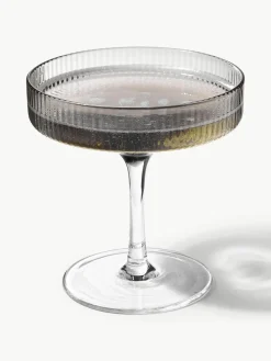 Mondgeblazen champagneglazen Ripple met groefreliëf, 2 stuks